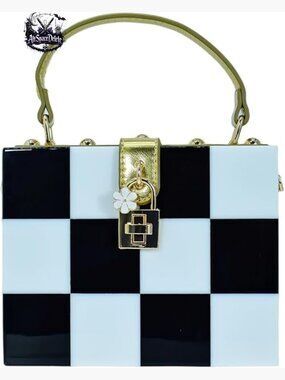 Acrylic Clutch Purse with Chain, Twist Lock Closure, 7.5x6x3 Inches